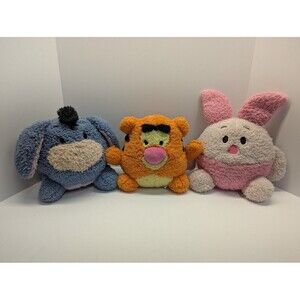 Disney Winnie The Pooh 9" Round Puff Plushies Tigger‎ Eeyore Piglet Disneyland